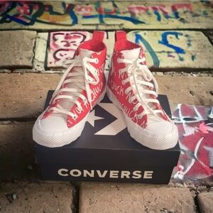Converse Unisex "Not A Chuck" Red and White Graphic High-Top Sneakers